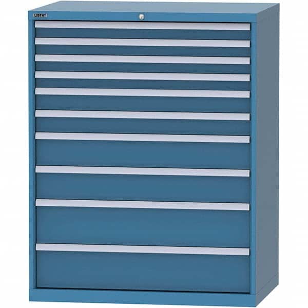 LISTA - 10 Drawer, 99 Compartment Bright Blue Steel Modular Storage Cabinet - Benchmark Tooling
