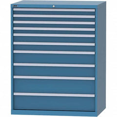 LISTA - 10 Drawer, 99 Compartment Bright Blue Steel Modular Storage Cabinet - Benchmark Tooling