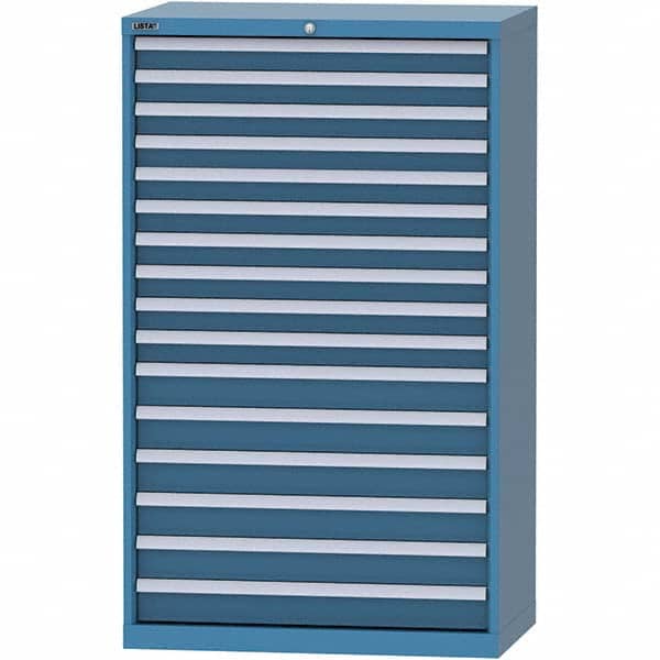 LISTA - 16 Drawer, 84 Compartment Bright Blue Steel Modular Storage Cabinet - Benchmark Tooling