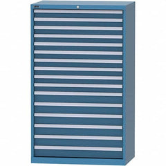 LISTA - 16 Drawer, 84 Compartment Bright Blue Steel Modular Storage Cabinet - Benchmark Tooling