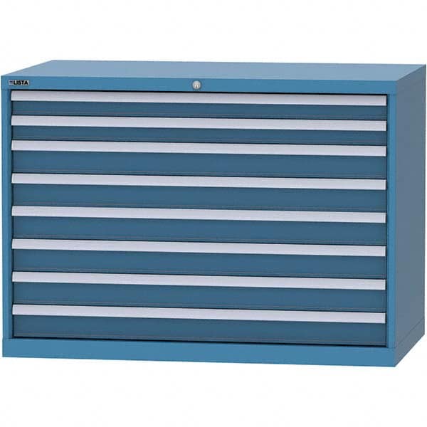 LISTA - 8 Drawer, 99 Compartment Bright Blue Steel Modular Storage Cabinet - Benchmark Tooling