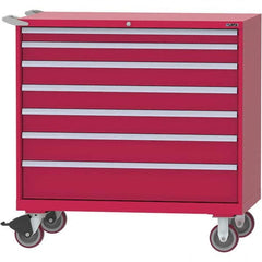 LISTA - 7 Drawer, 99 Compartment Red Steel Modular Storage Cabinet - Benchmark Tooling