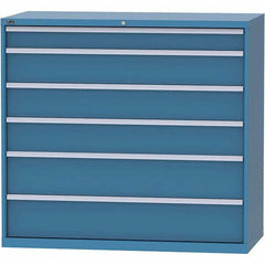 LISTA - 6 Drawer, 84 Compartment Bright Blue Steel Modular Storage Cabinet - Benchmark Tooling