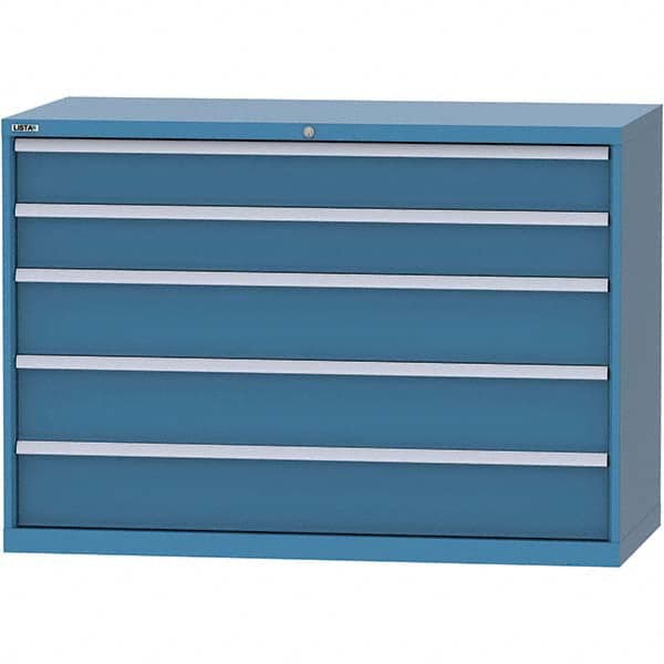 LISTA - 5 Drawer, 84 Compartment Bright Blue Steel Modular Storage Cabinet - Benchmark Tooling