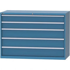 LISTA - 5 Drawer, 84 Compartment Bright Blue Steel Modular Storage Cabinet - Benchmark Tooling
