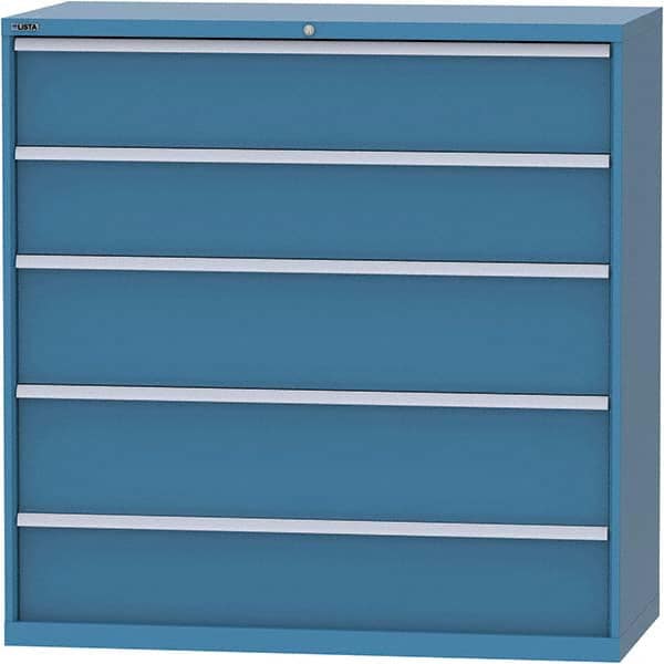 LISTA - 5 Drawer, 84 Compartment Bright Blue Steel Modular Storage Cabinet - Benchmark Tooling