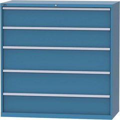 LISTA - 5 Drawer, 84 Compartment Bright Blue Steel Modular Storage Cabinet - Benchmark Tooling
