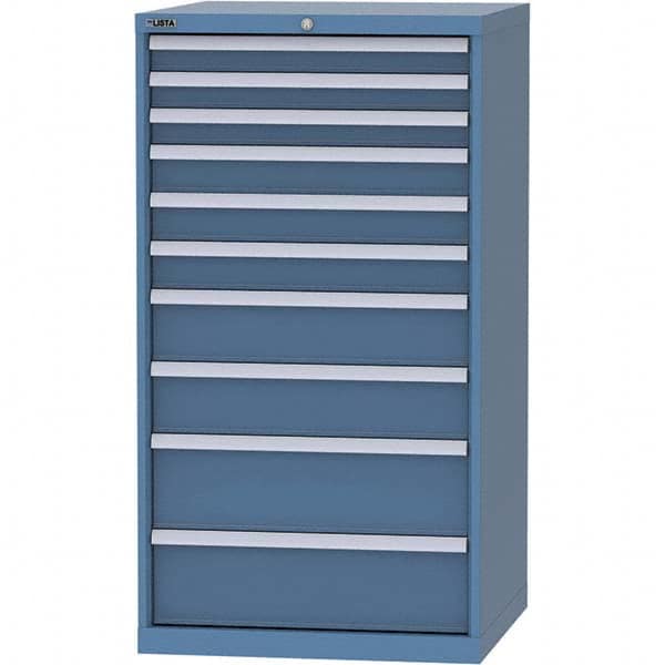 LISTA - 10 Drawer, 45 Compartment Bright Blue Steel Modular Storage Cabinet - Benchmark Tooling