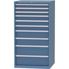 LISTA - 10 Drawer, 45 Compartment Bright Blue Steel Modular Storage Cabinet - Benchmark Tooling