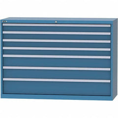 LISTA - 7 Drawer, 84 Compartment Bright Blue Steel Modular Storage Cabinet - Benchmark Tooling