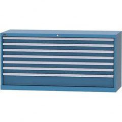 LISTA - 7 Drawer, 84 Compartment Bright Blue Steel Modular Storage Cabinet - Benchmark Tooling