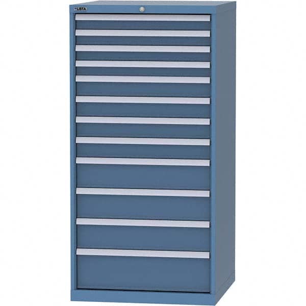LISTA - 12 Drawer, 124 Compartment Bright Blue Steel Modular Storage Cabinet - Benchmark Tooling