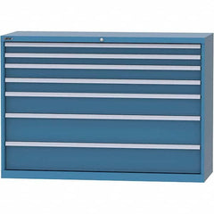 LISTA - 7 Drawer, 84 Compartment Bright Blue Steel Modular Storage Cabinet - Benchmark Tooling