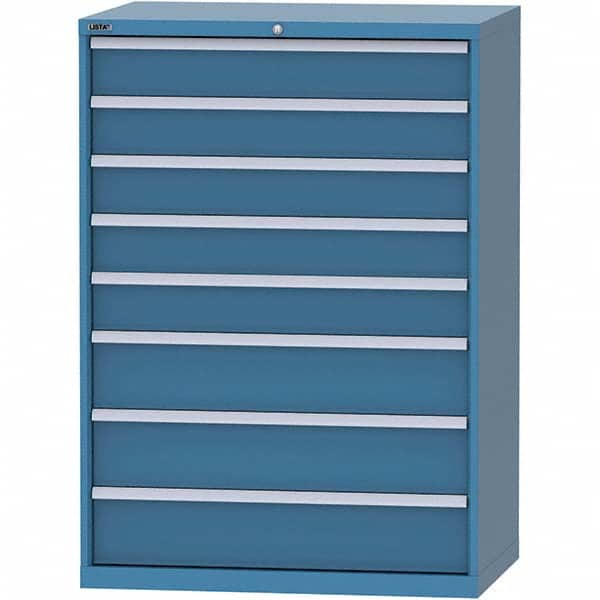 LISTA - 8 Drawer, 99 Compartment Bright Blue Steel Modular Storage Cabinet - Benchmark Tooling