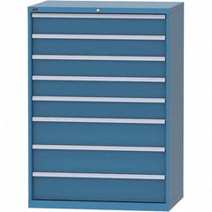 LISTA - 8 Drawer, 99 Compartment Bright Blue Steel Modular Storage Cabinet - Benchmark Tooling
