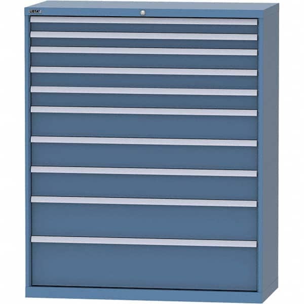 LISTA - 10 Drawer, 99 Compartment Bright Blue Steel Modular Storage Cabinet - Benchmark Tooling
