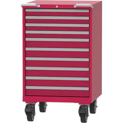 LISTA - 10 Drawer, 45 Compartment Red Steel Modular Storage Cabinet - Benchmark Tooling