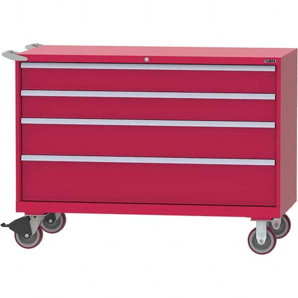 LISTA - 4 Drawer, 84 Compartment Red Steel Modular Storage Cabinet - Benchmark Tooling