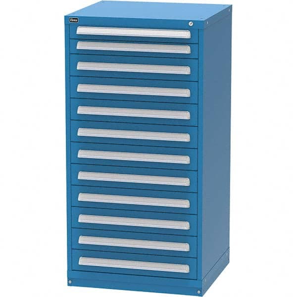 Vidmar - 12 Drawer, 344 Compartment Bright Blue Steel Modular Storage Cabinet - Benchmark Tooling