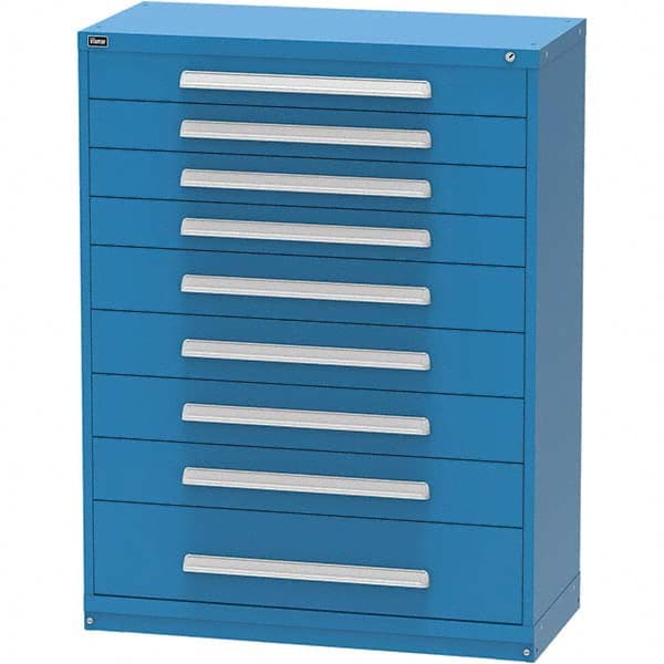 Vidmar - 9 Drawer, 45 Compartment Bright Blue Steel Modular Storage Cabinet - Benchmark Tooling