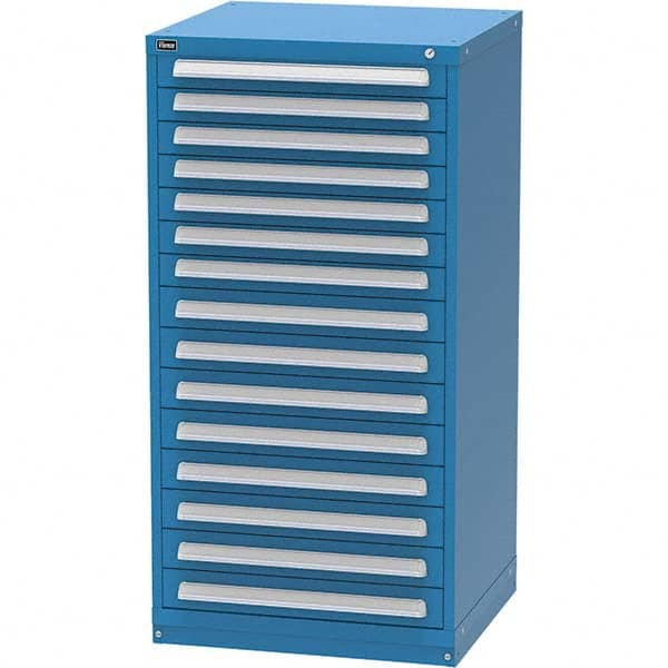 Vidmar - 15 Drawer, 344 Compartment Bright Blue Steel Modular Storage Cabinet - Benchmark Tooling