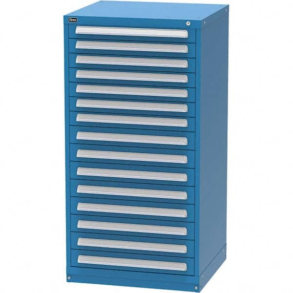 Vidmar - 15 Drawer, 124 Compartment Bright Blue Steel Modular Storage Cabinet - Benchmark Tooling