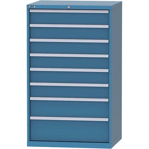 LISTA - 8 Drawer, 84 Compartment Bright Blue Steel Modular Storage Cabinet - Benchmark Tooling