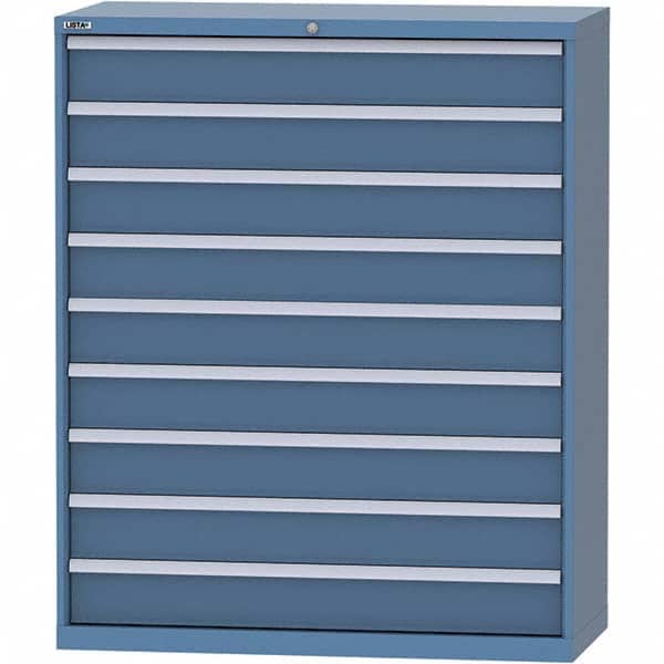 LISTA - 9 Drawer, 99 Compartment Bright Blue Steel Modular Storage Cabinet - Benchmark Tooling