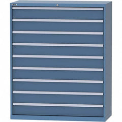 LISTA - 9 Drawer, 99 Compartment Bright Blue Steel Modular Storage Cabinet - Benchmark Tooling