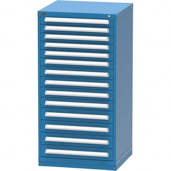 Vidmar - 14 Drawer, 124 Compartment Bright Blue Steel Modular Storage Cabinet - Benchmark Tooling