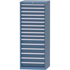 LISTA - 16 Drawer, 84 Compartment Bright Blue Steel Modular Storage Cabinet - Benchmark Tooling