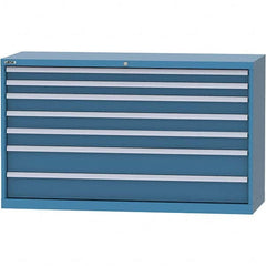 LISTA - 7 Drawer, 84 Compartment Bright Blue Steel Modular Storage Cabinet - Benchmark Tooling
