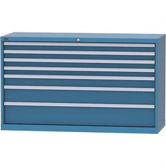 LISTA - 7 Drawer, 84 Compartment Bright Blue Steel Modular Storage Cabinet - Benchmark Tooling