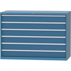 LISTA - 6 Drawer, 84 Compartment Bright Blue Steel Modular Storage Cabinet - Benchmark Tooling