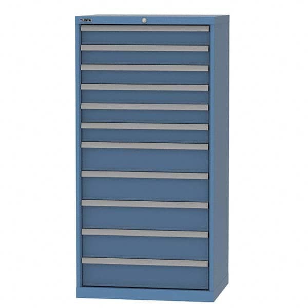 LISTA - 11 Drawer, 93 Compartment Bright Blue Steel Modular Storage Cabinet - Benchmark Tooling