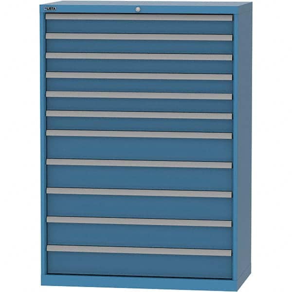 LISTA - 11 Drawer, 84 Compartment Bright Blue Steel Modular Storage Cabinet - Benchmark Tooling