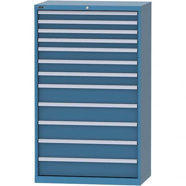 LISTA - 12 Drawer, 84 Compartment Bright Blue Steel Modular Storage Cabinet - Benchmark Tooling