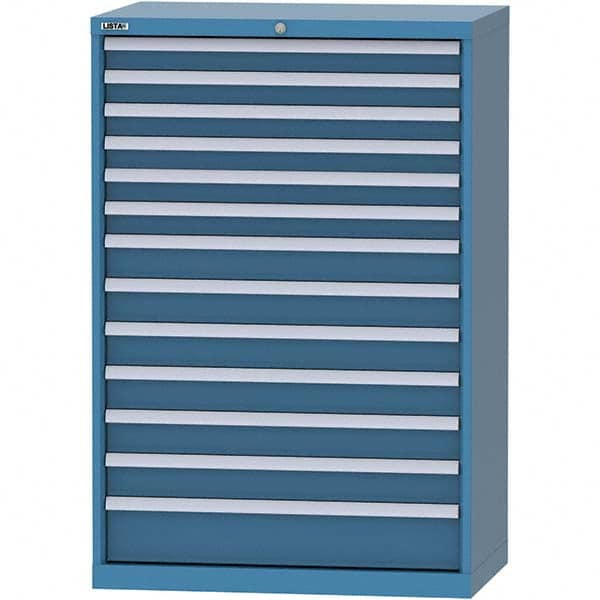 LISTA - 13 Drawer, 84 Compartment Bright Blue Steel Modular Storage Cabinet - Benchmark Tooling