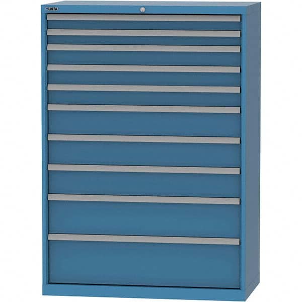 LISTA - 10 Drawer, 84 Compartment Bright Blue Steel Modular Storage Cabinet - Benchmark Tooling