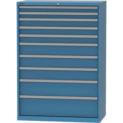 LISTA - 10 Drawer, 84 Compartment Bright Blue Steel Modular Storage Cabinet - Benchmark Tooling