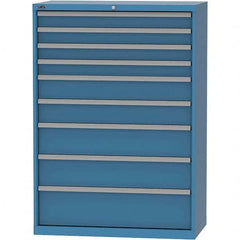LISTA - 9 Drawer, 84 Compartment Bright Blue Steel Modular Storage Cabinet - Benchmark Tooling