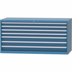 LISTA - 7 Drawer, 84 Compartment Bright Blue Steel Modular Storage Cabinet - Benchmark Tooling