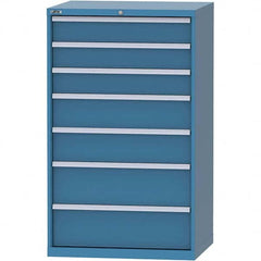 LISTA - 7 Drawer, 84 Compartment Bright Blue Steel Modular Storage Cabinet - Benchmark Tooling