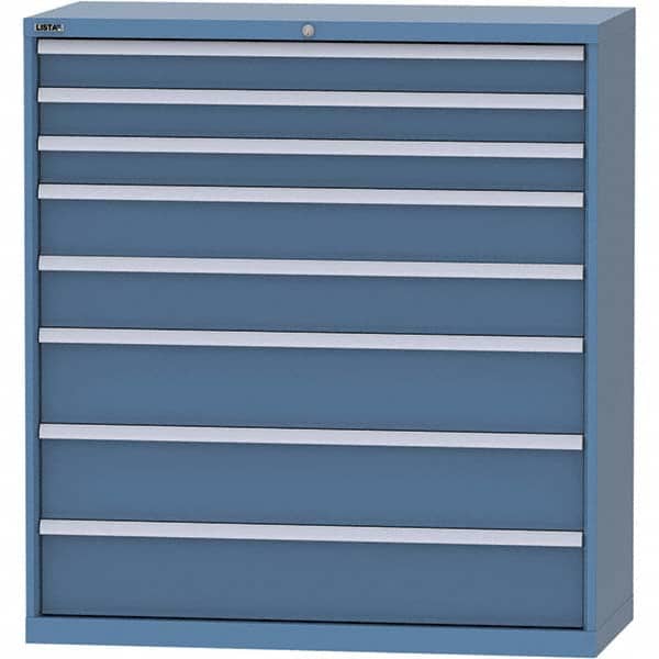 LISTA - 8 Drawer, 99 Compartment Bright Blue Steel Modular Storage Cabinet - Benchmark Tooling