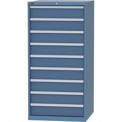 LISTA - 9 Drawer, 124 Compartment Bright Blue Steel Modular Storage Cabinet - Benchmark Tooling