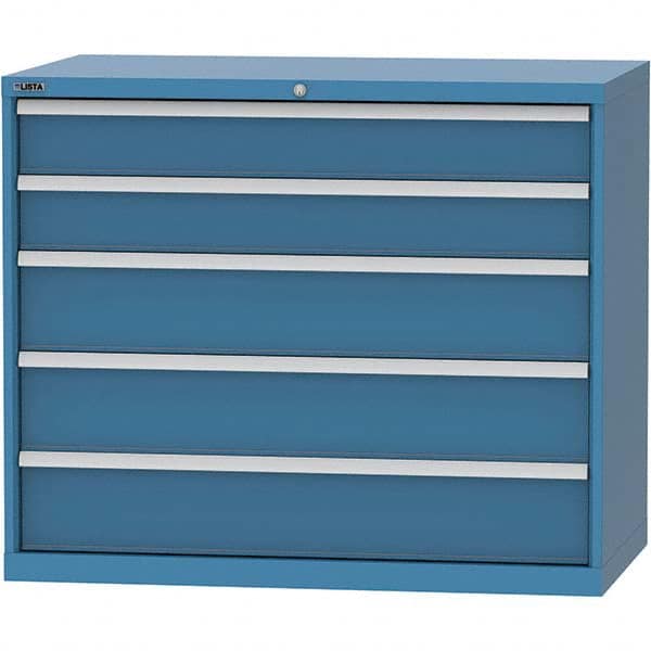 LISTA - 5 Drawer, 99 Compartment Bright Blue Steel Modular Storage Cabinet - Benchmark Tooling