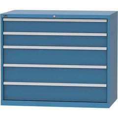 LISTA - 5 Drawer, 99 Compartment Bright Blue Steel Modular Storage Cabinet - Benchmark Tooling
