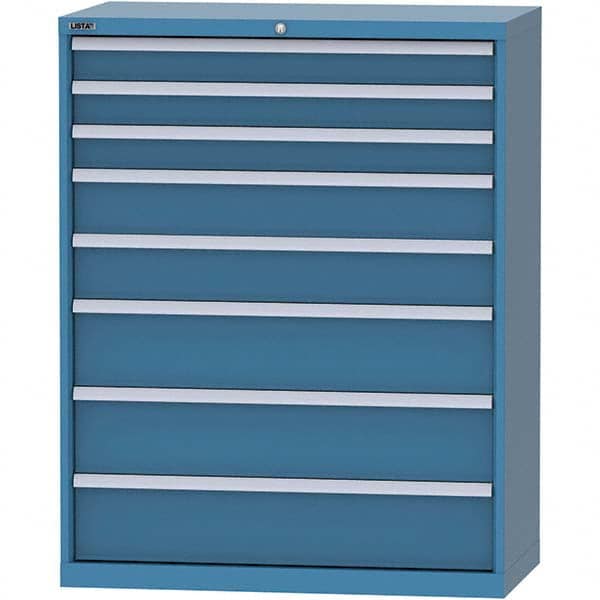 LISTA - 8 Drawer, 84 Compartment Bright Blue Steel Modular Storage Cabinet - Benchmark Tooling