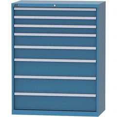 LISTA - 8 Drawer, 84 Compartment Bright Blue Steel Modular Storage Cabinet - Benchmark Tooling