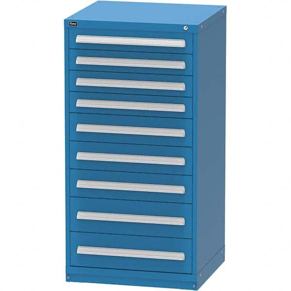 Vidmar - 9 Drawer, 124 Compartment Bright Blue Steel Modular Storage Cabinet - Benchmark Tooling